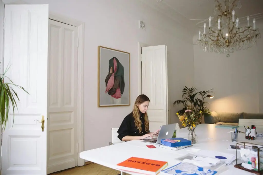 Girl working on laptop