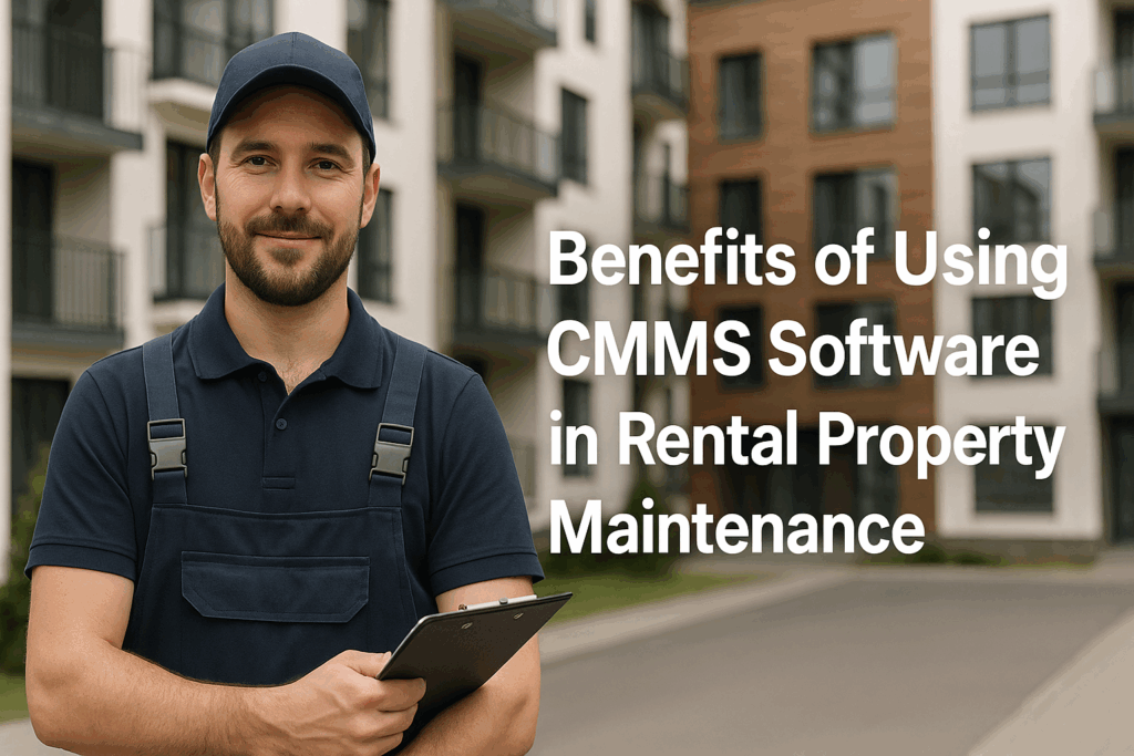 Technician using CMMS software for rental property maintenance