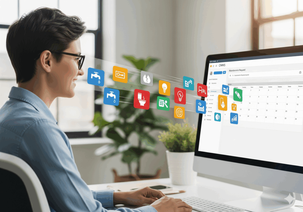 Property manager using CMMS software for maintenance requests