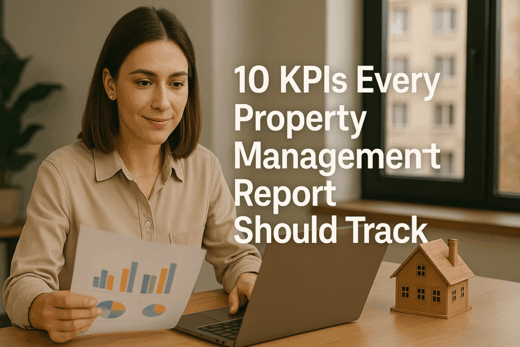 Property manager reviewing KPIs in a property management report
